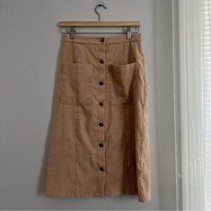 Polagram Button-Front Midi Skirt with Patch Pockets